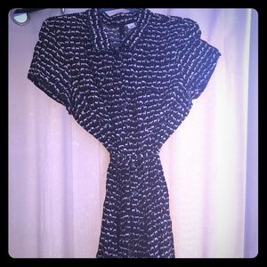 Deer print collared dress